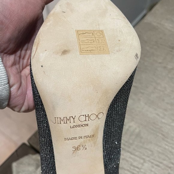 AUTHENTIC Jimmy Choo Gunmetal Glitter Pumps Women's 6.5 | 36.5 - EUC - Picture 14 of 16
